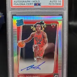 Ayo Dosunmu 2021 Donruss Optic Holo Rated Rookie Auto Chicago Bulls 171 PSA 9