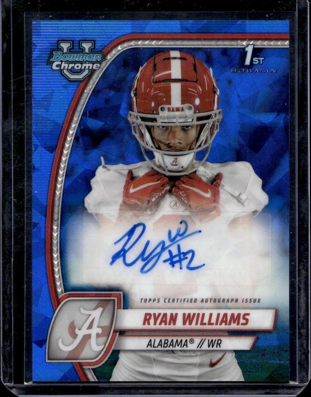 Ryan Williams 2024 Bowman U Chrome Sapphire 1st Auto Alabama Crimson Tide PA-RWI