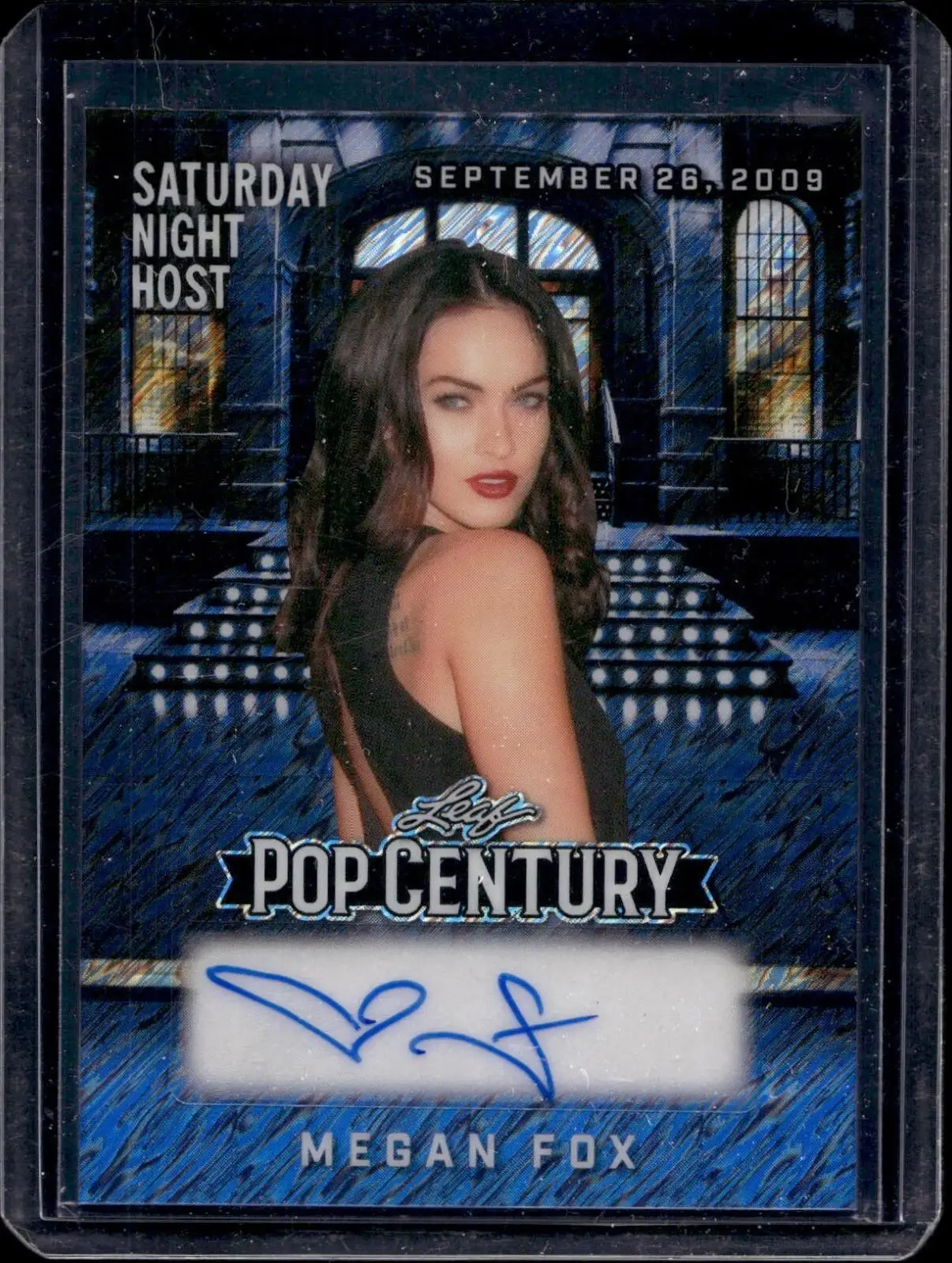 Megan Fox 2025 Leaf Pop Century Saturday Night Host Blue Shimmer Auto /2 SN-MF1