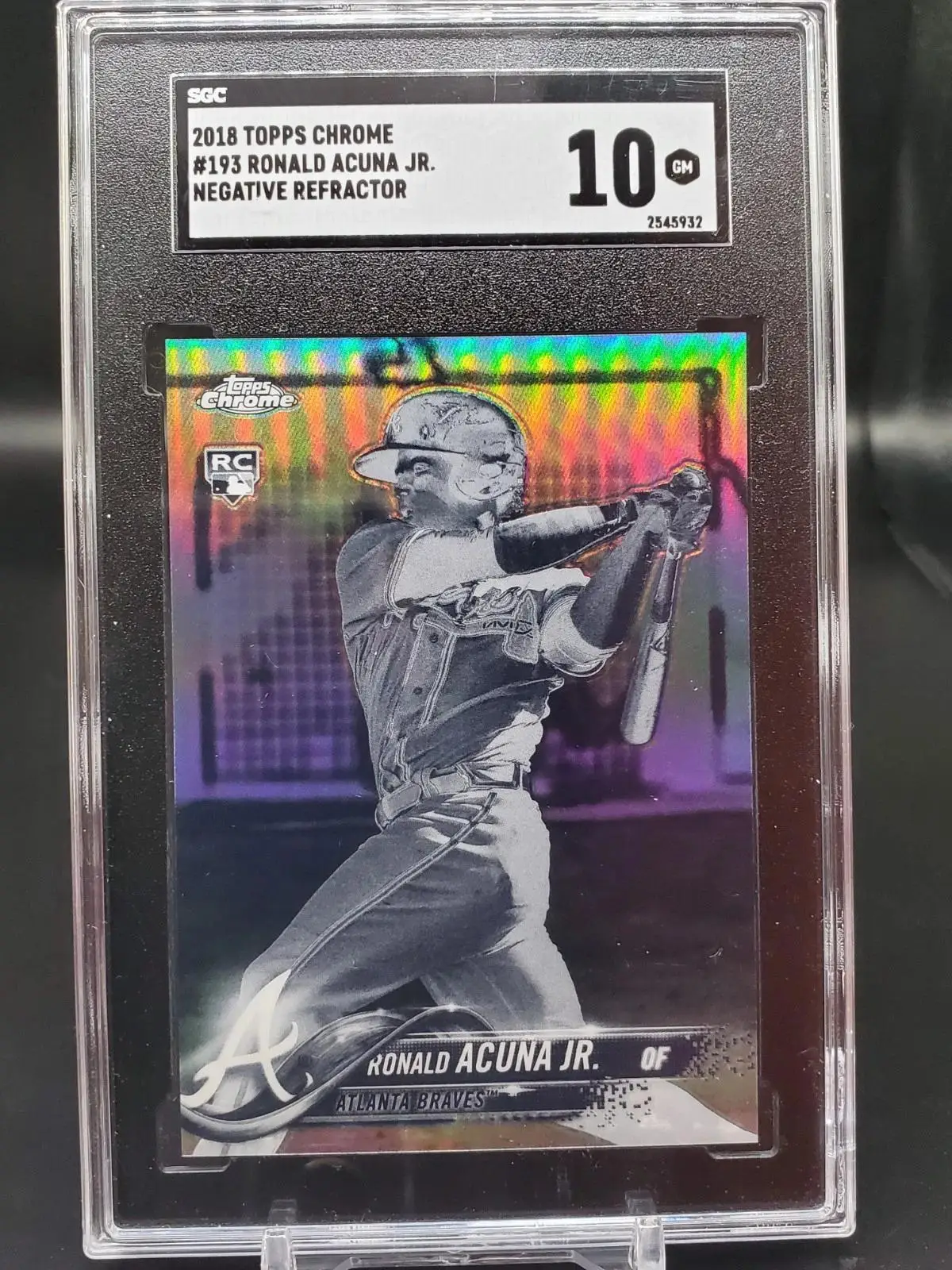 Ronald Acuna Jr 2018 Topps Chrome Negative Refractor RC Atlanta Braves 193 SGC 10