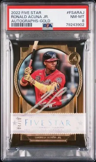 Ronald Acuna Jr 2022 Topps Five Star Gold Auto /10 Atlanta Braves FSA-RAJ PSA 8