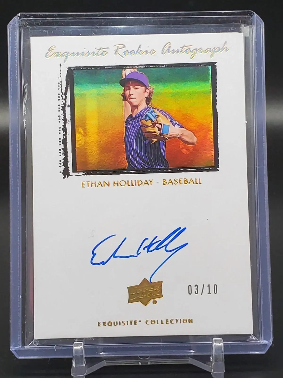Ethan Holliday 2024 UD Goodwin Champions Exquisite RC Auto /10 Colorado Rockies