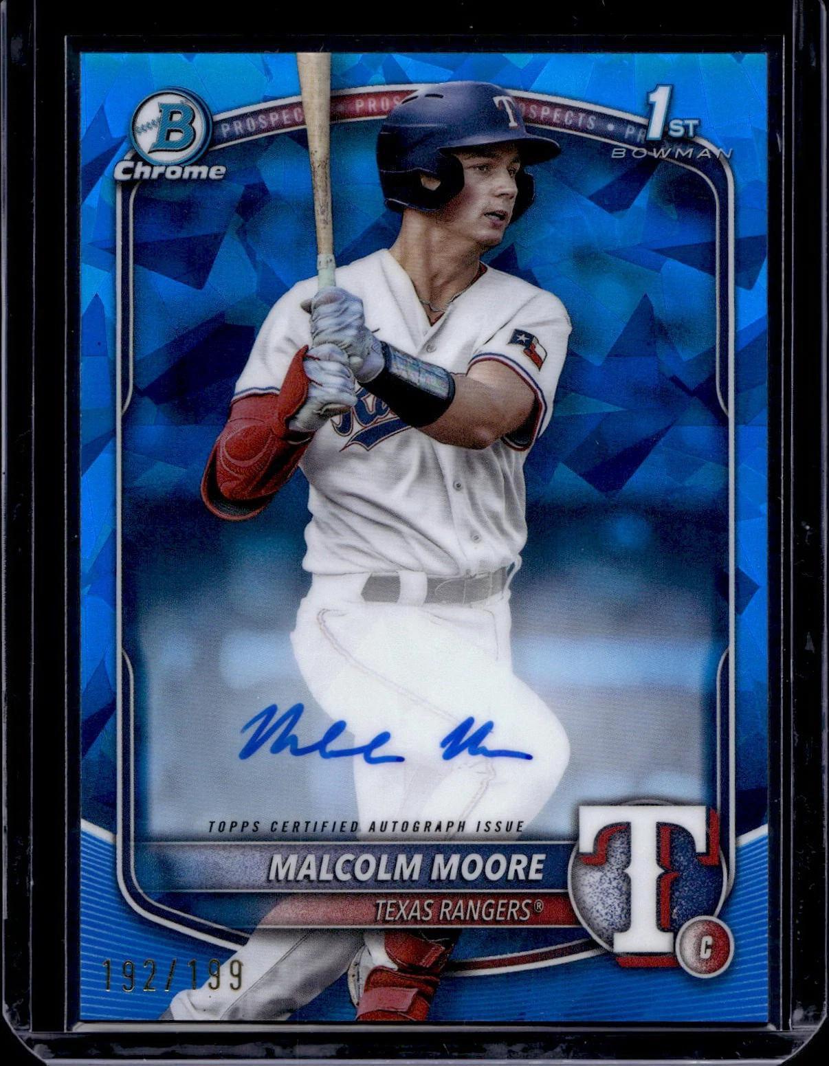 Malcolm Moore 2025 Bowman Sapphire 1st Auto /199 Texas Rangers CPA-MMO