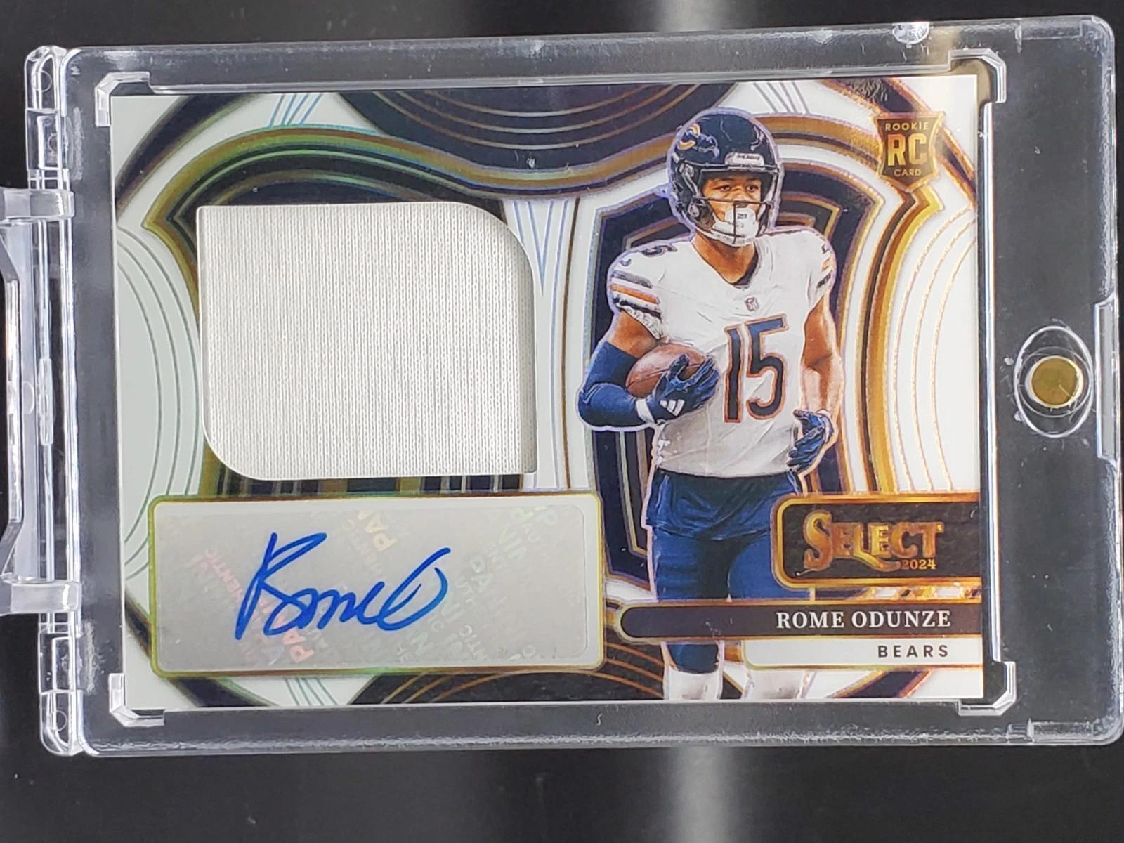Rome Odunze 2024 Panini Select Relic Auto /75 RC Chicago Bears JRSS-ROE
