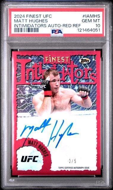 Matt Hughes 2024 Topps Finest UFC Red Intimidators Auto /5 IA-MHS PSA 10