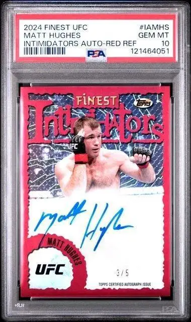 Matt Hughes 2024 Topps Finest UFC Red Intimidators Auto /5 IA-MHS PSA 10