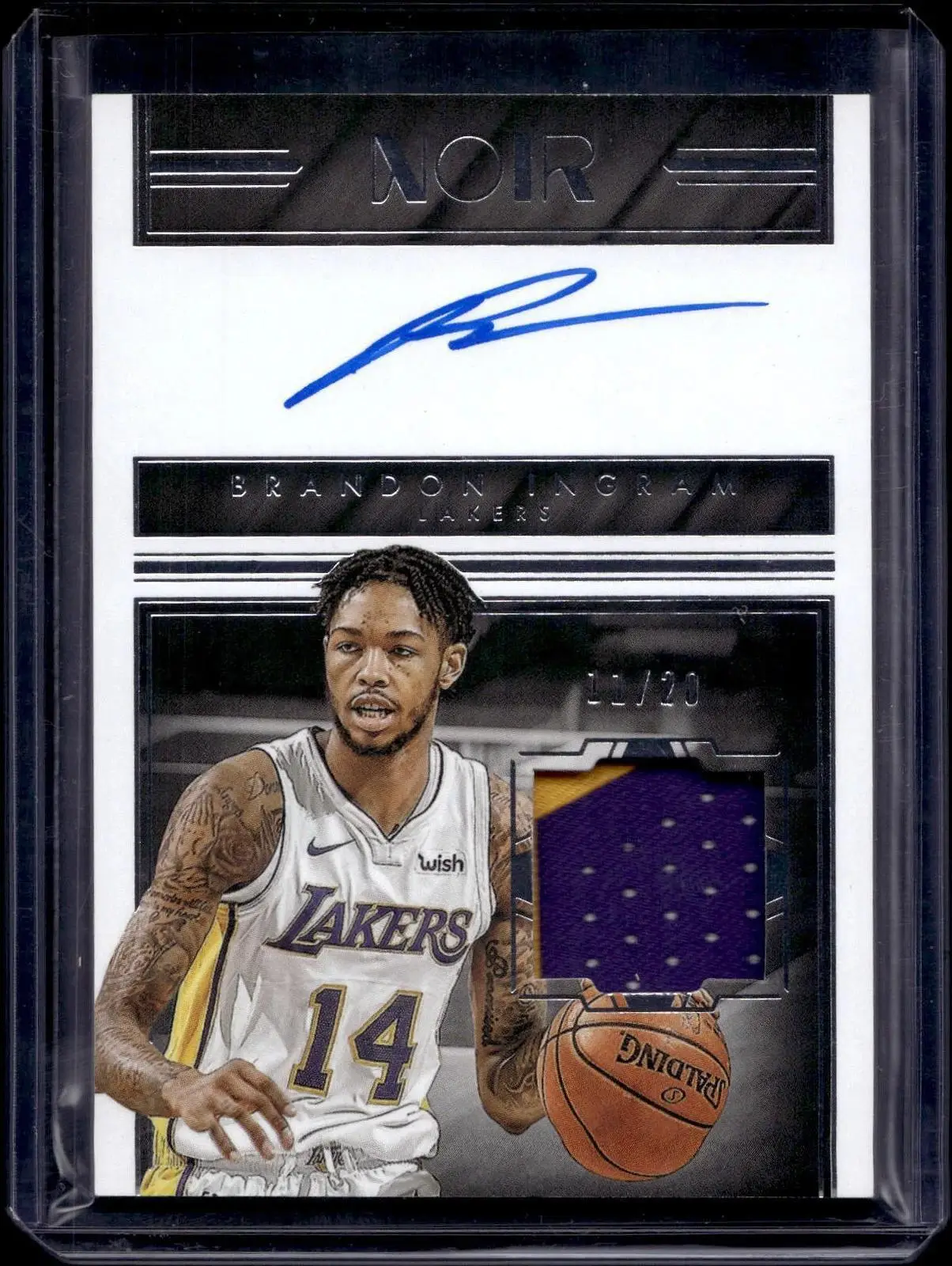 Brandon Ingram 2017-18 Panini Noir Prime Color Auto /20 Los Angeles Lakers CL-BI