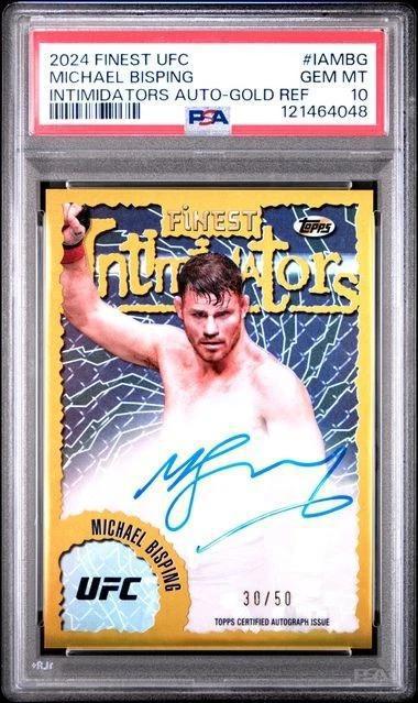 Michael Bisping 2024 Topps Finest UFC Gold Intimidators Auto /50 IA-MBG PSA 10
