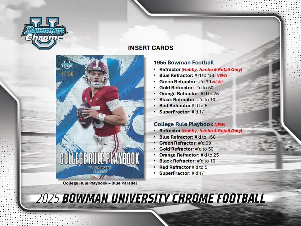 2025 Bowman University Chrome Football Hobby Box - Image 7