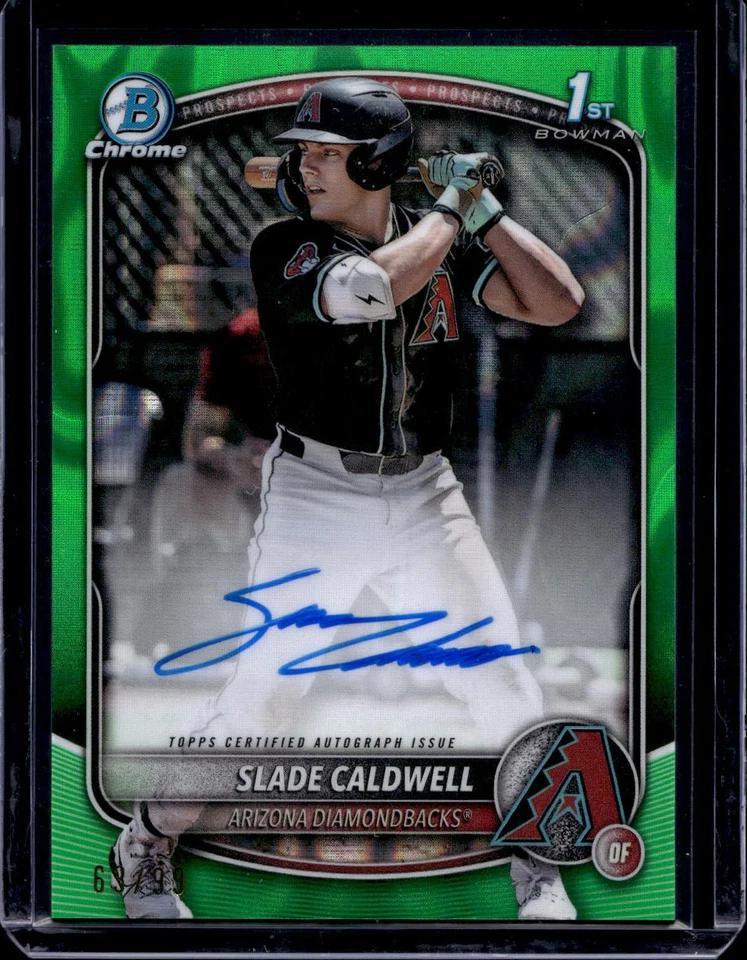 Slade Caldwell 2025 Bowman Chrome 1st Green Lava Auto /99 Arizona Diamondbacks CPA-SC