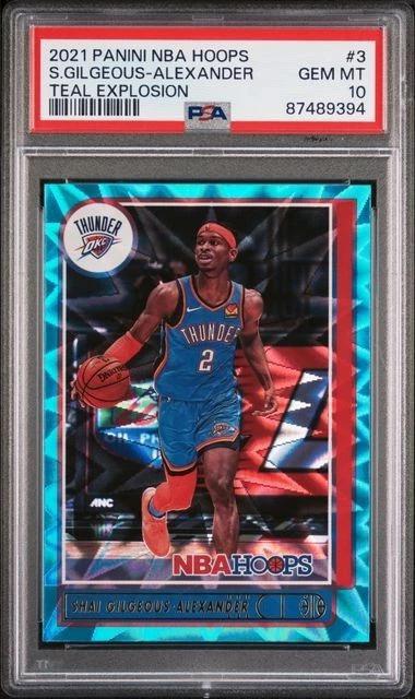 Shai Gilgeous-Alexander 2021-22 NBA Hoops Teal Explosion Oklahoma City Thunder 3 PSA 10