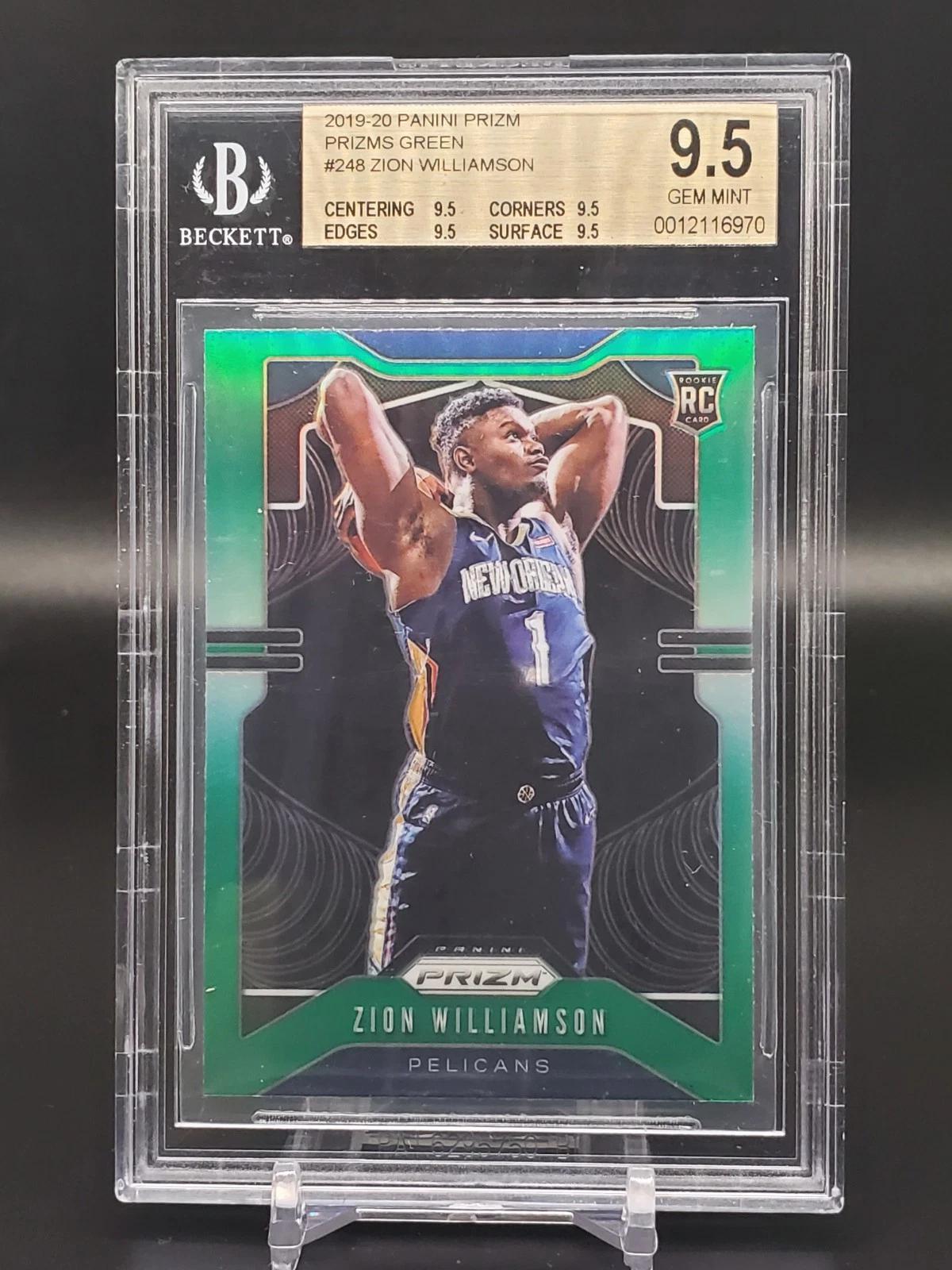 Zion Williamson 2019-20 Panini Prizm RC Green New Orleans Pelicans 248 BGS 9.5