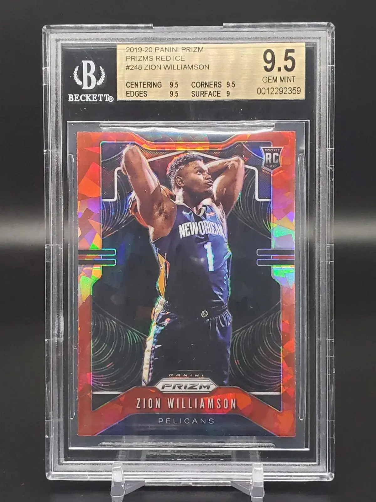 Zion Williamson 2019-20 Panini Prizm RC Red Ice New Orleans Pelicans 248 BGS 9.5