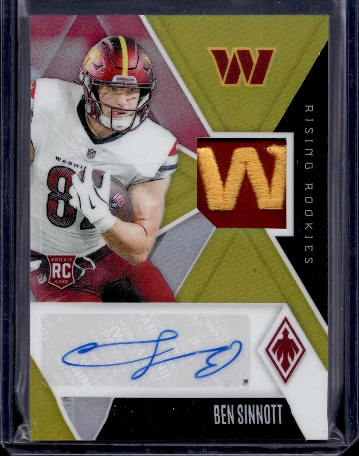 ***Ben Sinnott 2024 Panini Phoenix Rising RC Gold Logo Auto /10 Washington Commanders RRAJ-BST
