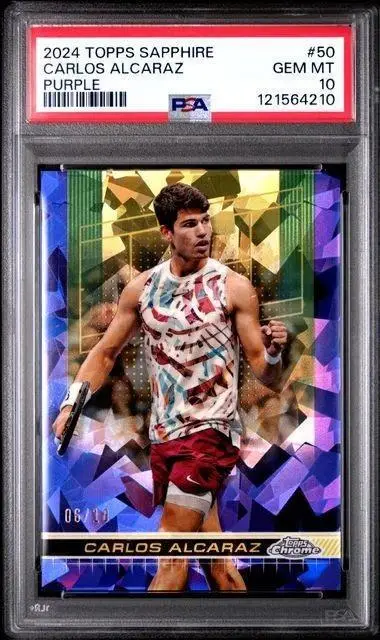 Carlos Alcaraz 2024 Topps Chrome Sapphire Tennis Purple /10 50 PSA 10