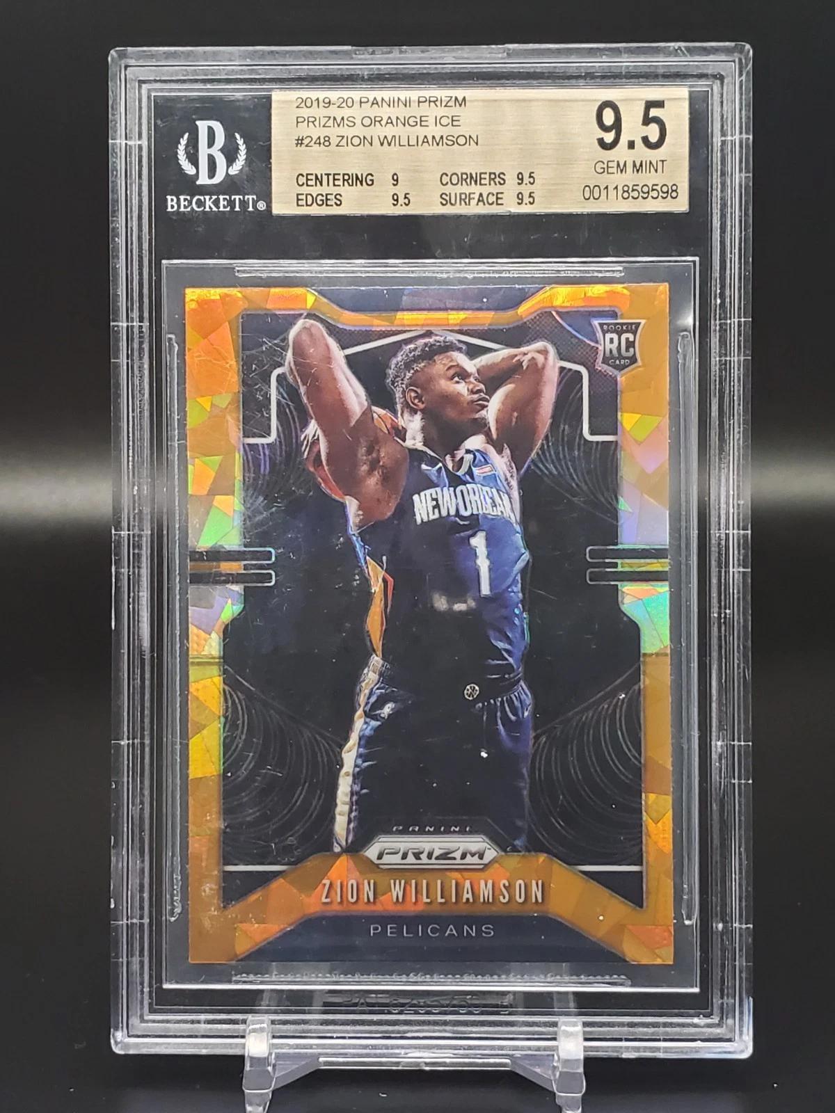 Zion Williamson 2019-20 Panini Prizm RC Orange Ice New Orleans Pelicans BGS 9.5