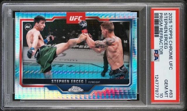 Stephen Erceg 2025 Topps Chrome UFC Prism Refractor Rookie RC 63 PSA 10 Pop 1