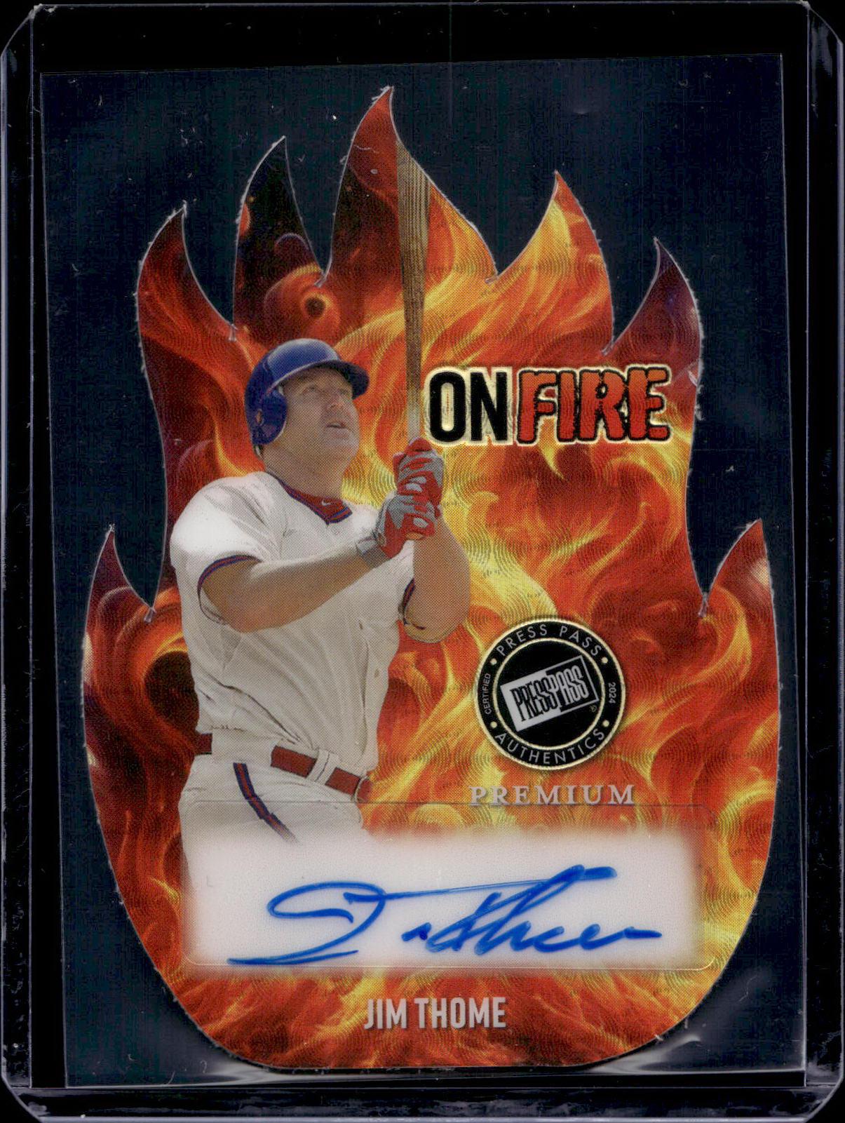 Jim Thome 2024 Press Pass Premium On Fire Gold Auto 1/1 Philadelphia Phillies