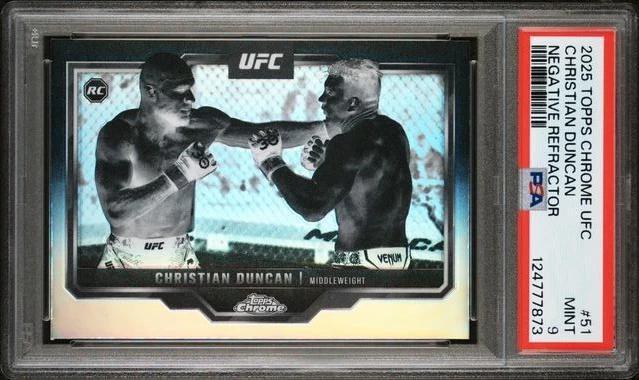 Christian Duncan 2025 Topps Chrome UFC Negative Refractor Rookie 51 PSA 9