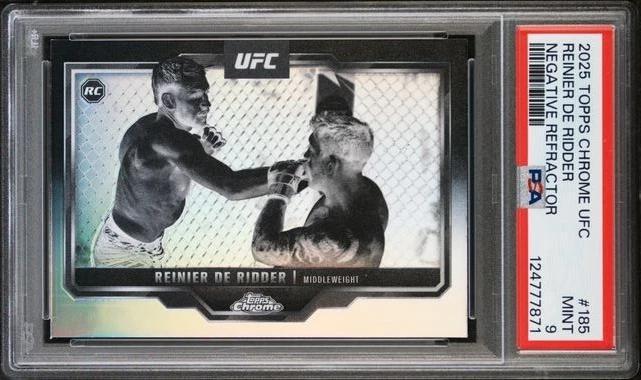 Reinier De Ridder 2025 Topps Chrome UFC Negative Refractor Rookie RC 185 PSA 9