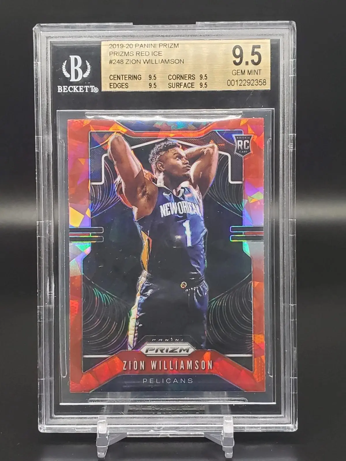Zion Williamson 2019-20 Panini Prizm RC Red Ice New Orleans Pelicans 248 BGS 9.5