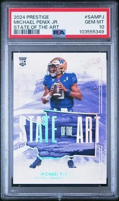 Michael Penix Jr 2024 Panini Prestige State of the Art SSP Washington Huskies SA-MPJ PSA 10