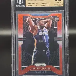 Zion Williamson **2019-20 Panini Prizm RC Ruby Wave New Orleans Pelicans BGS 9.5
