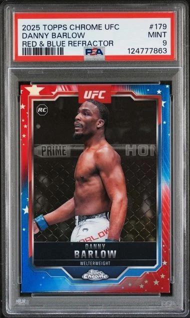 Danny Barlow 2025 Topps Chrome UFC Red & Blue Refractor 179 PSA 9
