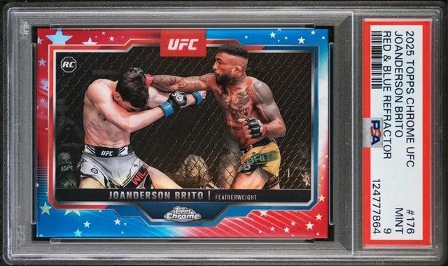 Joanderson Brito 2025 Topps Chrome UFC Red & Blue Refractor RC 176 PSA 9