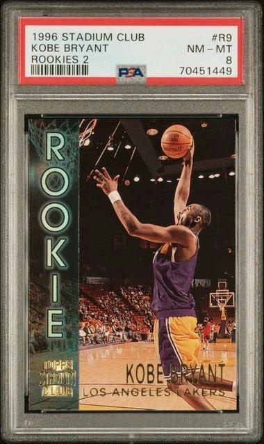 Kobe Bryant 1996-97 Topps Stadium Club Rookie RC Los Angeles Lakers R9 PSA8