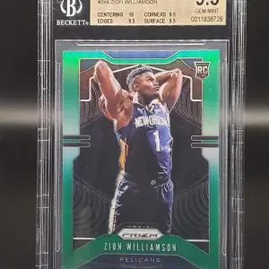 Zion Williamson 2019-20 Panini Prizm RC Green New Orleans Pelicans 248 BGS 9.5