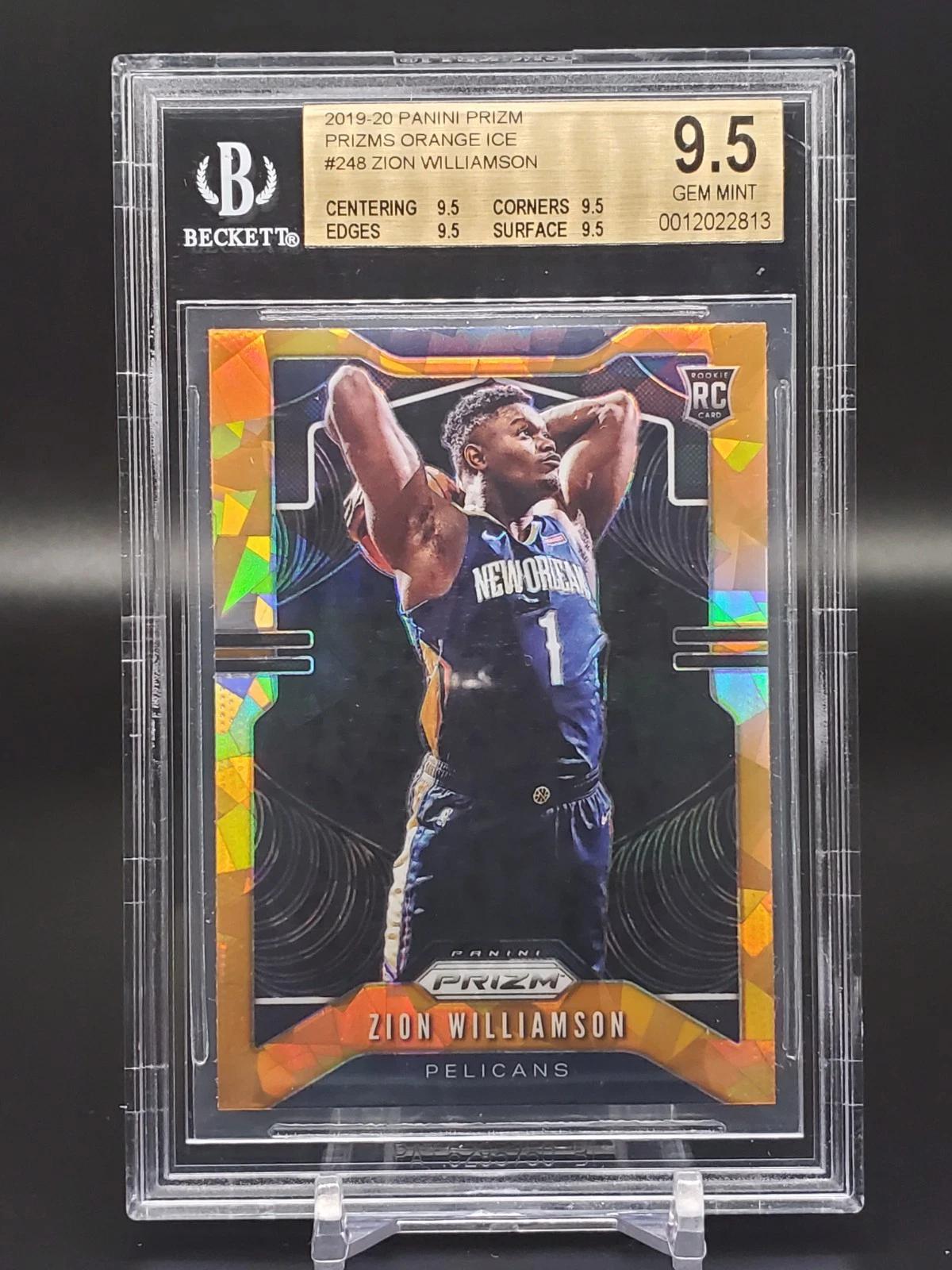 Zion Williamson 2019-20 Panini Prizm RC Orange Ice New Orleans Pelicans BGS 9.5