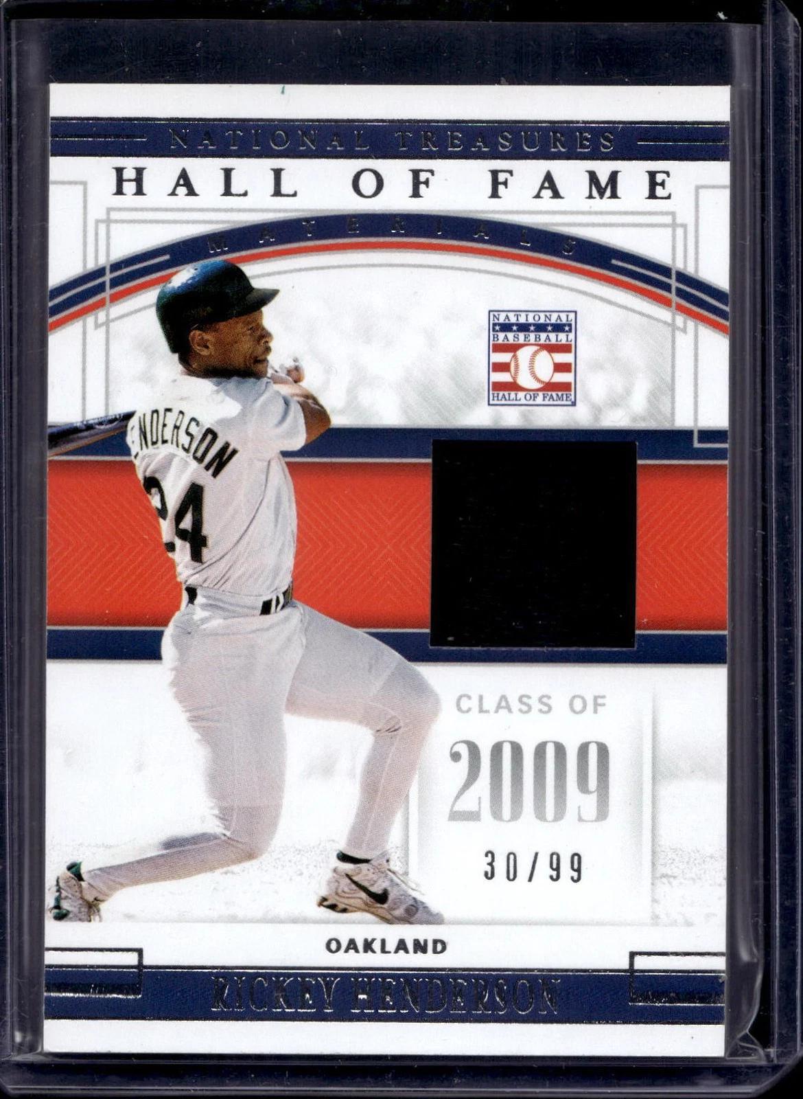 Rickey Henderson 2020 National Treasures Hall of Fame Materials /99 Oakland Athletics