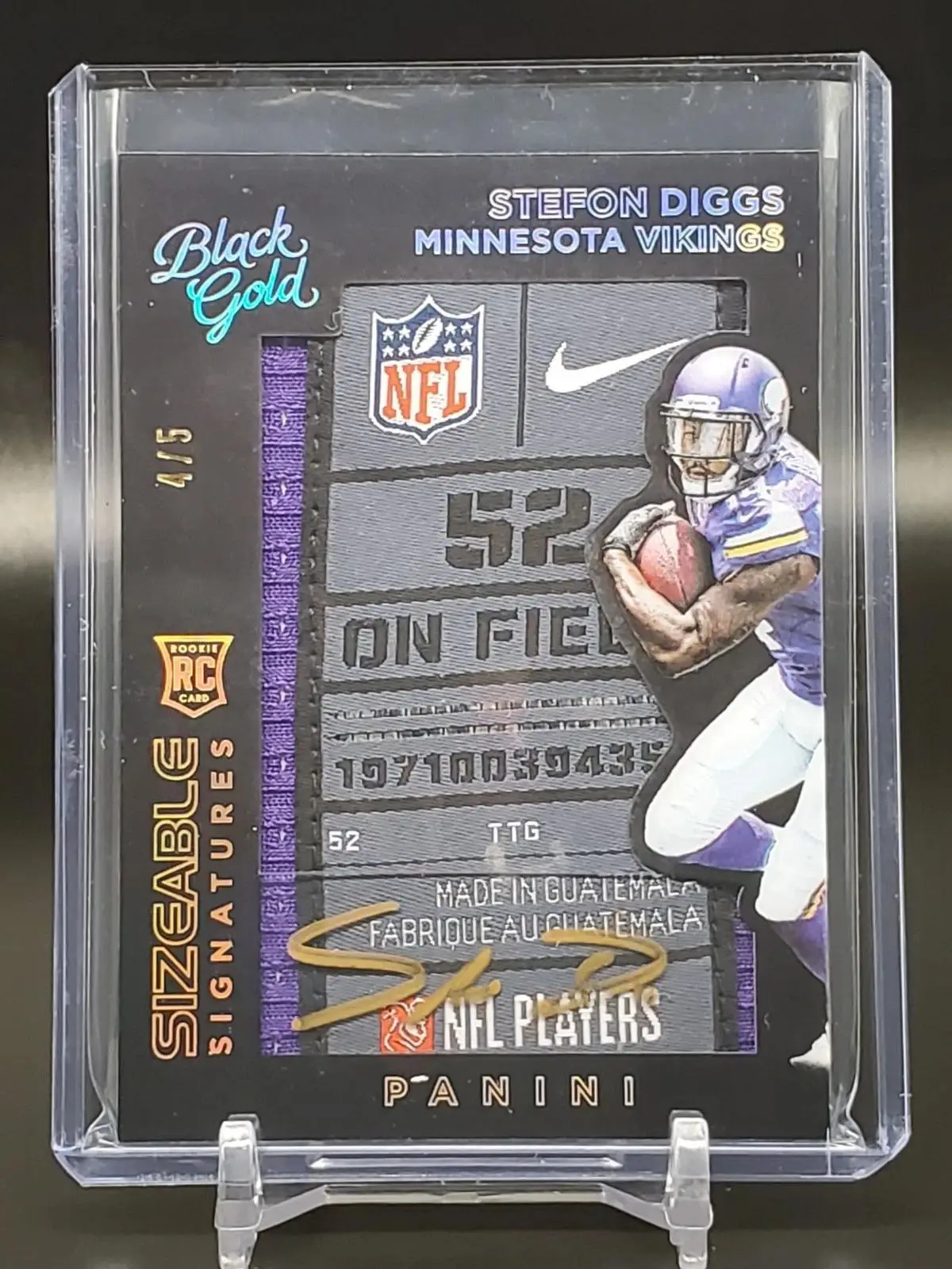 Stefon Diggs 2015 Panini Black Laundry Tag Auto /5 RC Minnesota Vikings SSR-SD