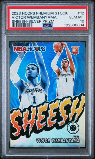Victor Wembanyama 2023-24 Hoops Premium Stock Sheesh Silver RC San Antonio Spurs 12 PSA 10