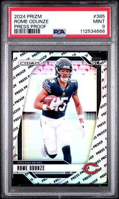 Rome Odunze 2024 Panini Prizm Press Proof SSP Rookie Chicago Bears 385 PSA 9