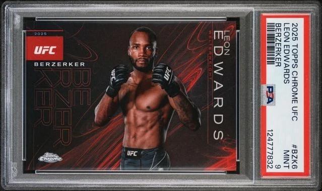 Leon Edwards 2025 Topps Chrome UFC Berzerker Case Hit SSP BZK-6 PSA 9