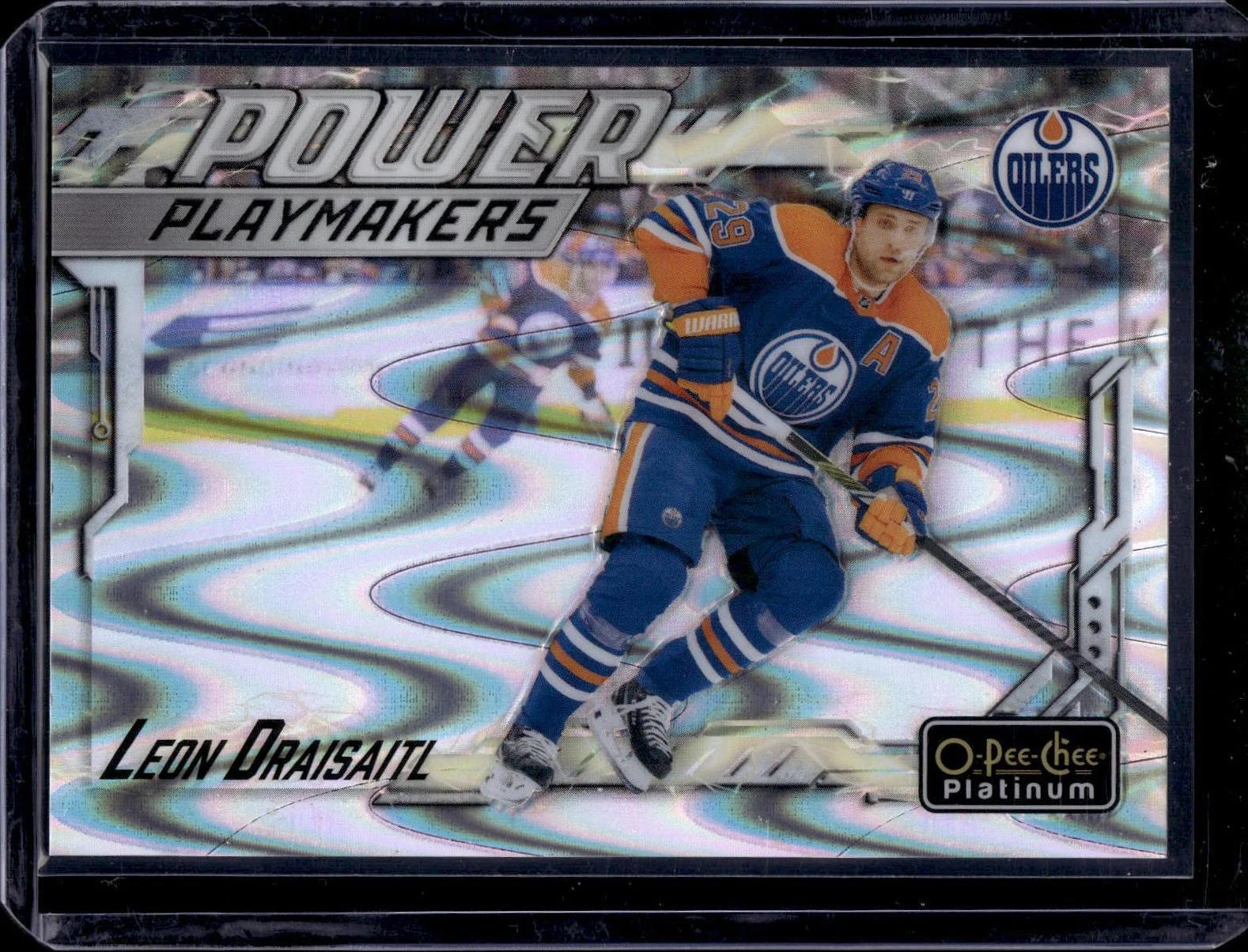 Leon Draisaitl 2024-25 O-Pee-Chee Platinum Power Playmakers Ray /85 Edmonton Oilers PM-14