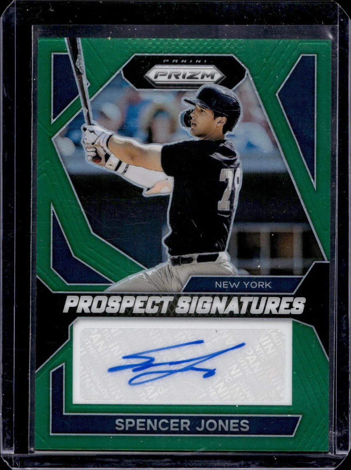 Spencer Jones 2024 Panini Prizm Prospect Signatures Green Auto New York Yankees PS-SJ