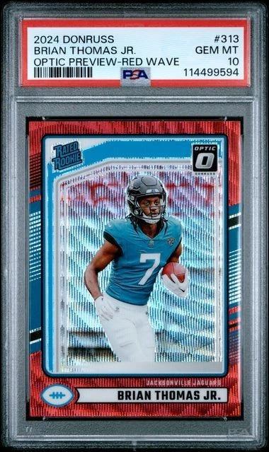 Brian Thomas Jr 2024 Donruss Optic Preview Red Wave Rated Rookie Jaguars PSA 10