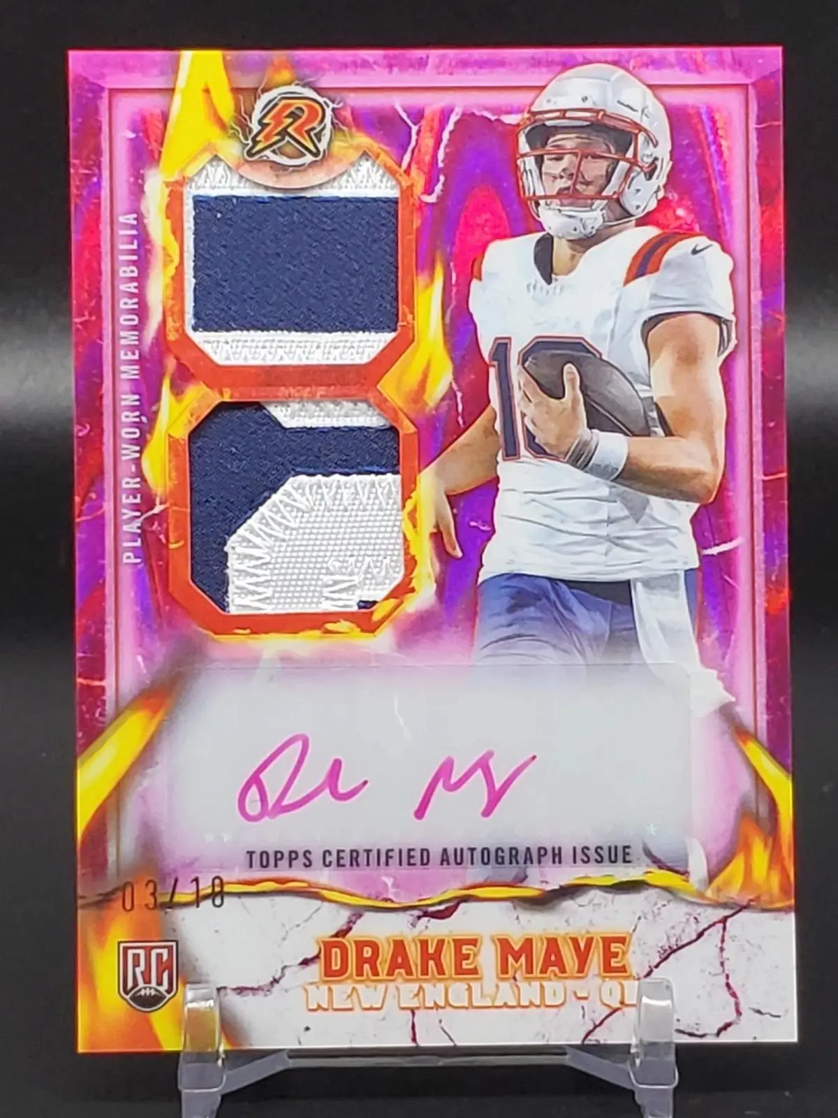 Drake Maye ***2024 Topps Resurgence Pink Patch Auto /10 RC New England Patriots