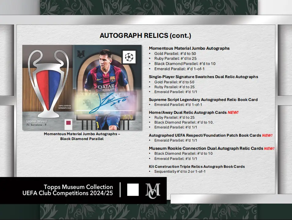 2024-25 Topps UEFA Club Competitions Museum Collection Soccer Hobby Box - Image 17