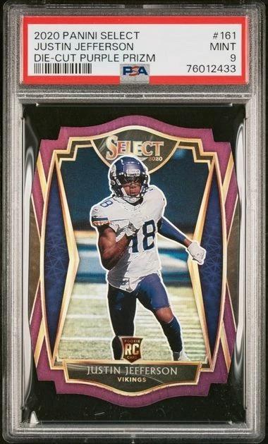 Justin Jefferson 2020 Panini Select Purple Die Cut RC Vikings 161 PSA 9
