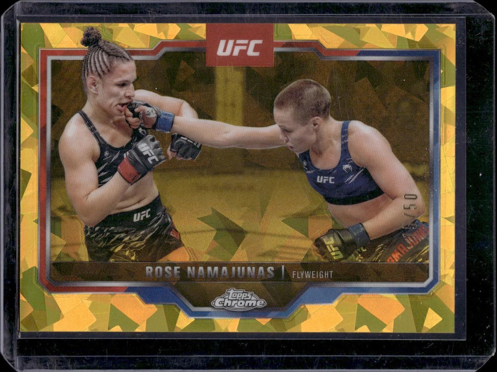 Rose Namajunas 2025 Topps Chrome Sapphire UFC Gold /50 89