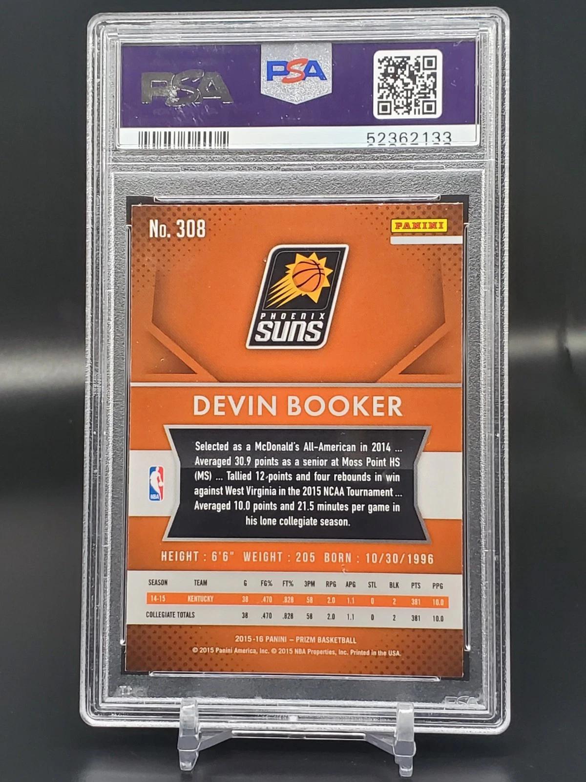 Devin Booker 2015-16 Panini Prizm Rookie RC Phoenix Suns 308 PSA 9