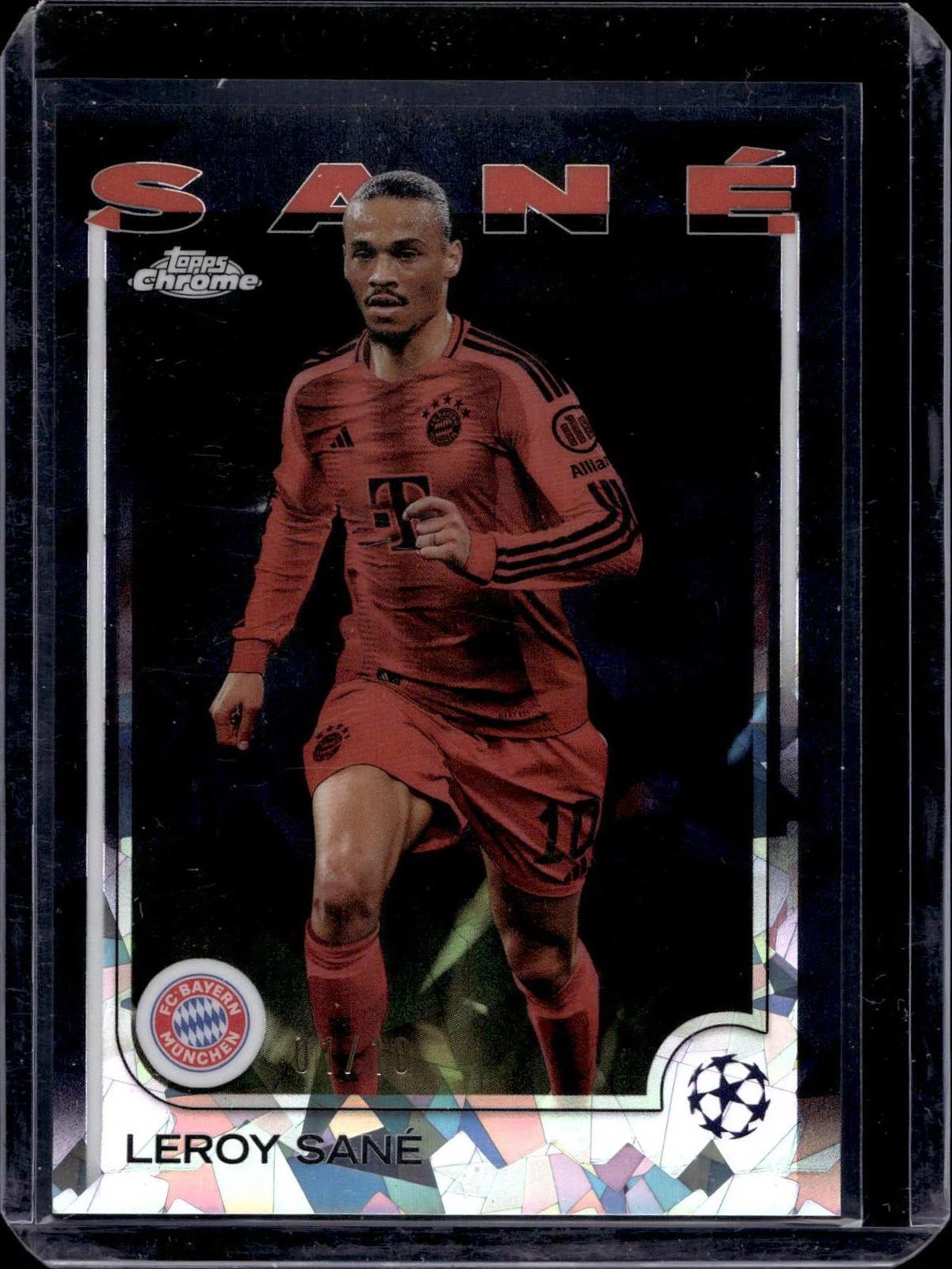 Leroy Sane 2024-25 Topps Chrome Sapphire UEFA Black /10 FC Bayern Munchen 141