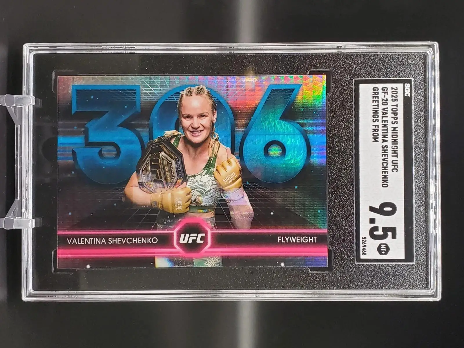 Valentina Shevchenko 2025 Topps Midnight UFC Greetings From SSP GF-20 SGC 9.5