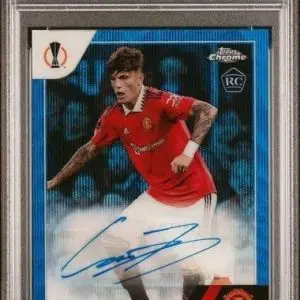Alejandro Garnacho 2022-23 Topps Chrome UCC Blue Wave Auto /75 RC Manchester United CA-AG PSA 10