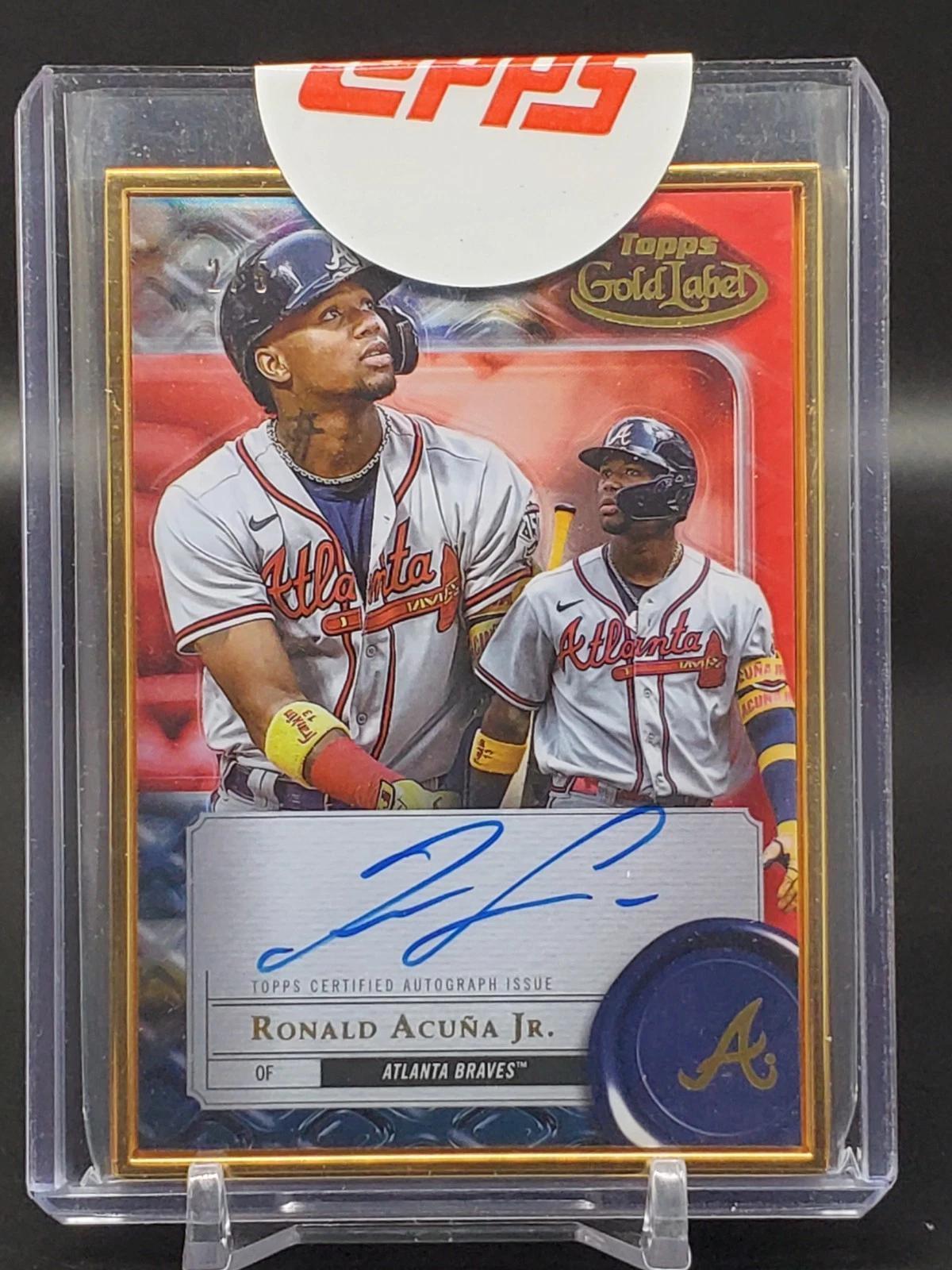 Ronald Acuna Jr 2022 Topps Gold Label Red Framed Auto /5 Atlanta Braves FA-RAJ
