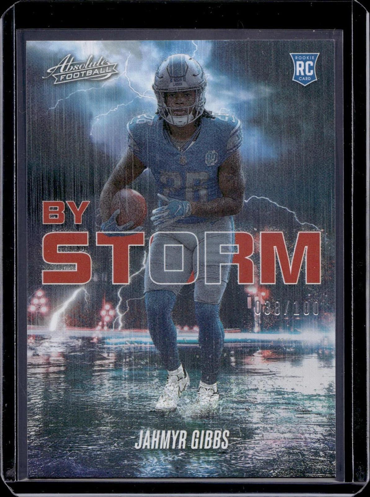 Jahmyr Gibbs 2023 Panini Absolute By Storm Red /100 Detroit Lions BST-8